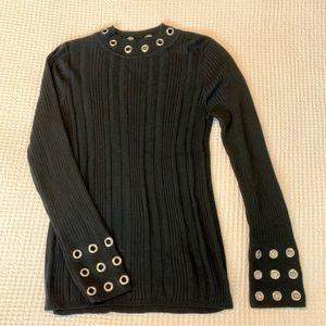 Inc black sweater with grommets